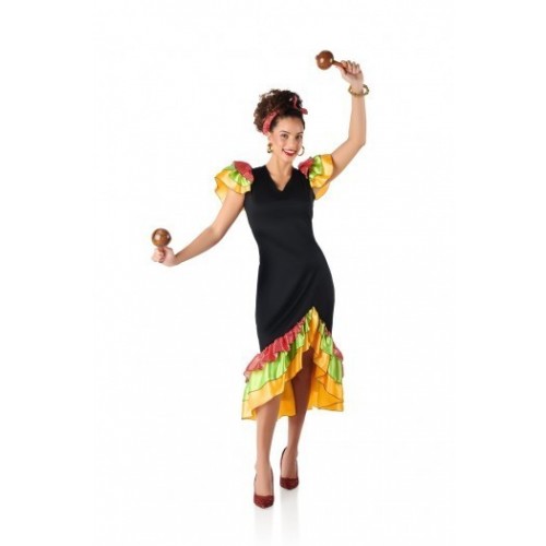  DISFRAZ T-XXL RUMBERA VESTIDO NEGRO