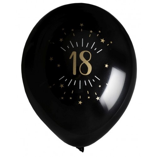 8 GLOBOS 11" LATEX NEGRO N18