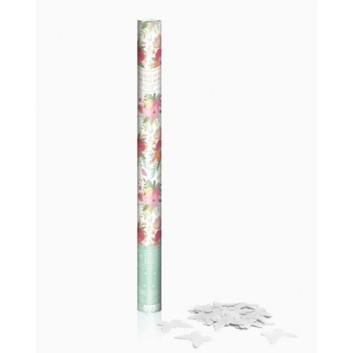 CAÑON CONFETI MARIPOSAS BLANCO 60CM