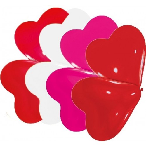 10 GLOBOS 8" LATEX FORMA CORAZON SURT