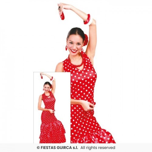  DISFRAZ T-S FLAMENCA ROJO TOPO BLANCO