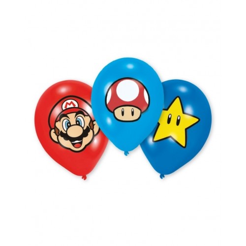   6 GLOBOS 9" LATEX SUPER MARIO