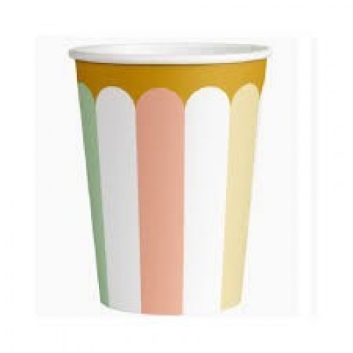   8 VASOS CARTON PASTEL CELEBR 250ML
