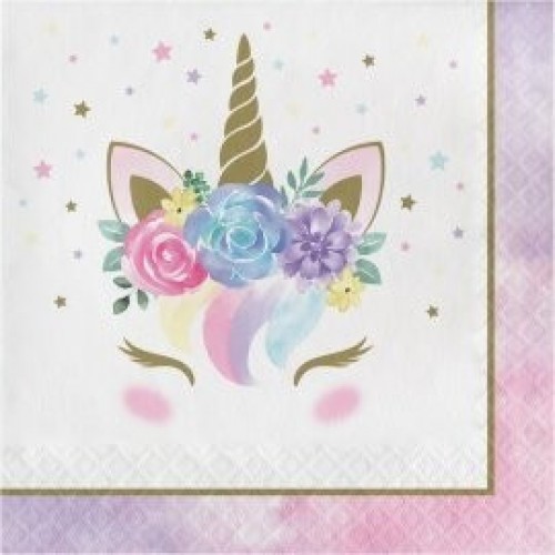   16 SERVILLETAS UNICORNIO LIL 33CM