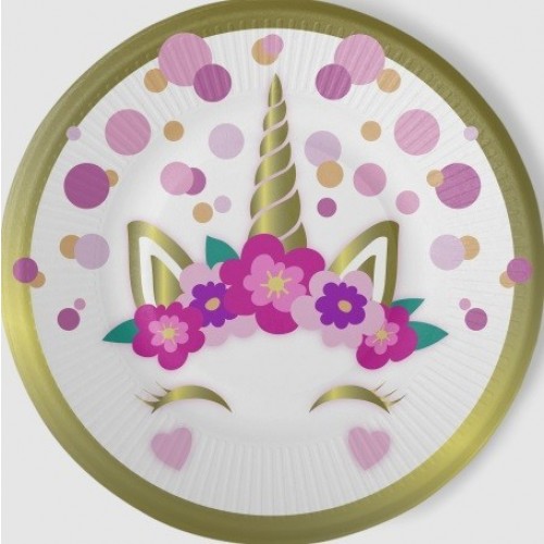   8 PLATOS CARTON UNICORNI LIL 23CM