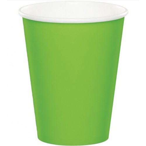   8 VASOS CARTON VERDE LIMA 250ML