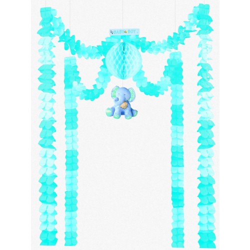 KIT DECORACION MESA ELEFANTE AZUL 6M