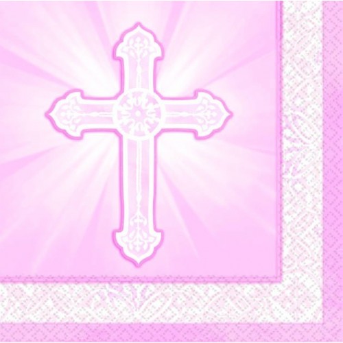 PAQ.16/U SERVILLETA COMUNION ROSA