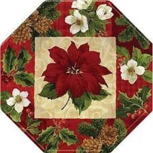 $PAQ.8/U PLATO OCTOGONAL FLOR PASCUA