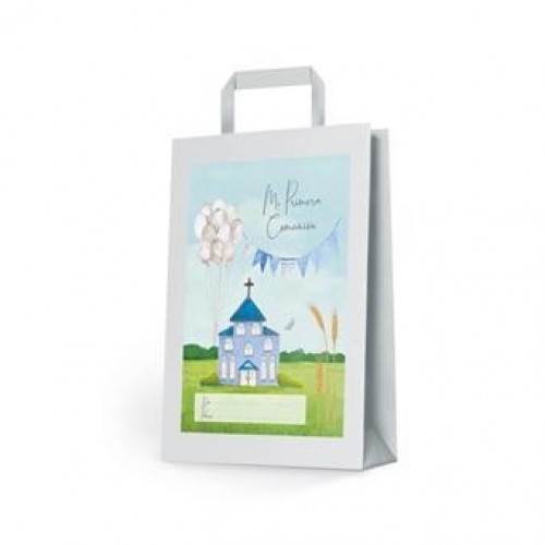 BOLSA COMUNION IGLESIA AZUL 25X34CM