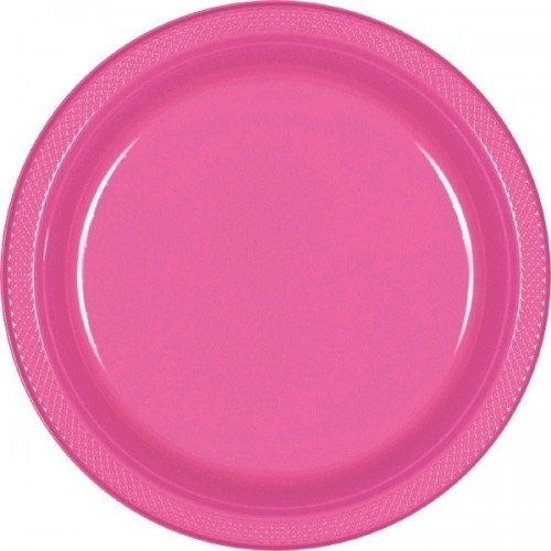 $ 20 PLATOS PLASTICO ROSA 26CM