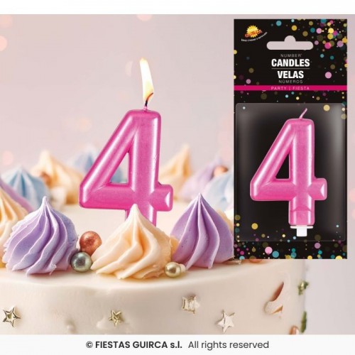   VELA METALIZADA ROSA N4 8CM