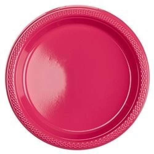 $ 20 PLATOS PLASTICO FUCSIA 26,04CM