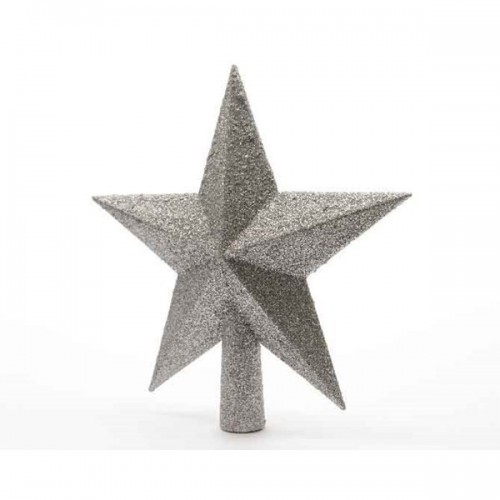 PUNTAL ARBOL ESTRELLA GLITTER PLATA 19CM