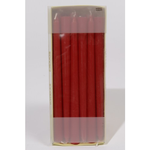 $D   CAJA 12 VELAS LISA ROJA 25CM