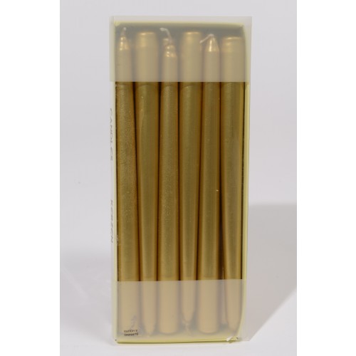$ D    12 VELAS LISA 25CMS ORO METAL