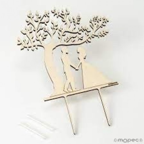 PICK MADERA NOVIOS ARBOL VIDA 17X18CM