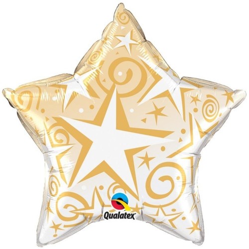 $D GLOBO 18" FOIL ESTRELLA DISEÑO ORO