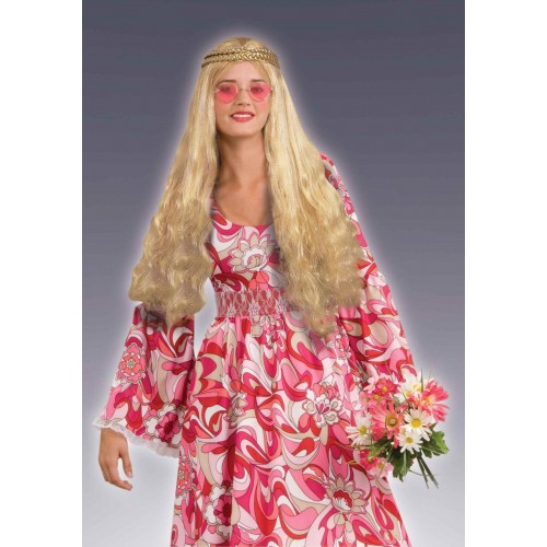 PELUCA HIPPIE LARGA TRENZA RUBIA
