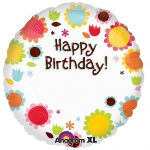 GLOBO 18" FOIL FLOR H.BDAY PERSONALIZABL