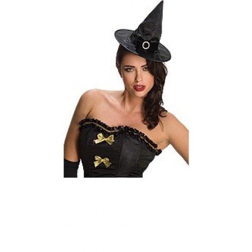 MINI SOMBRERO BRUJA NEGRO HEBILLA STRA
