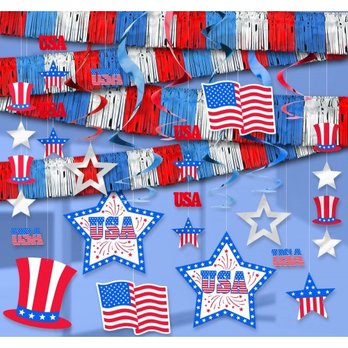 KIT DECORACION GDE BANDERA AMERICANA