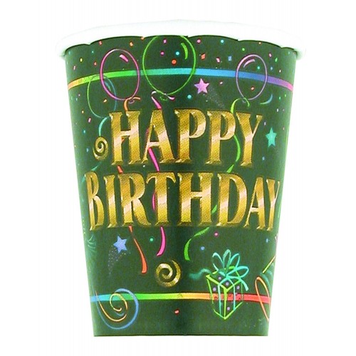 PAQ.8/U VASO NEGRO BIRTHDAY 270ML