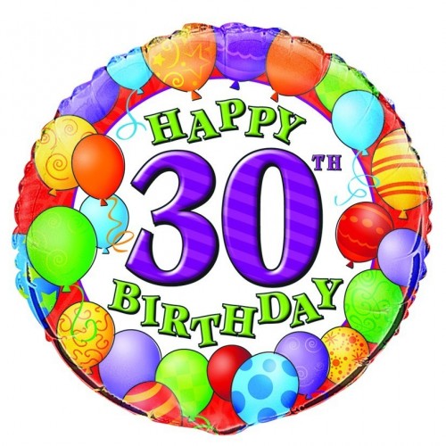 GLOBO HELIO REDONDO HAPPY 30TH BIRTHDAY