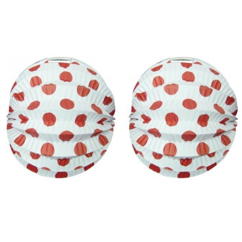 FAROL ESFERICO BLANCO TOPO ROJO 22CM