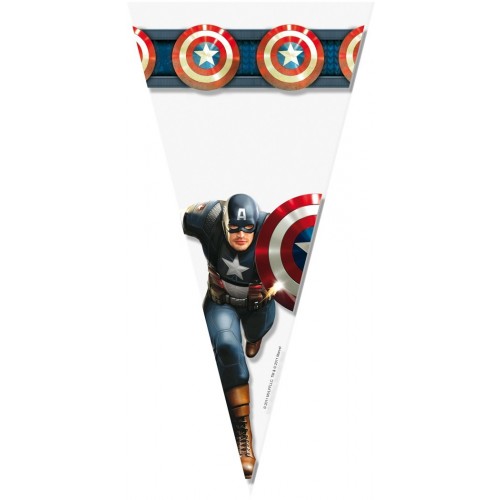 $D BOLSA CONO CAPITAN AMERICA 20X40CM