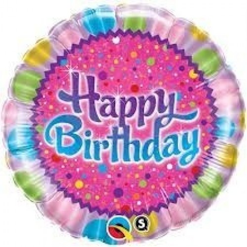 $D GLOBO 18" FOIL REDONDO HAPPY BIRTHDAY