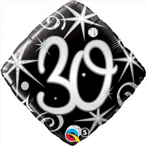 $ GLOBO 18" FOIL FORMA ROMBO NEGRO N30