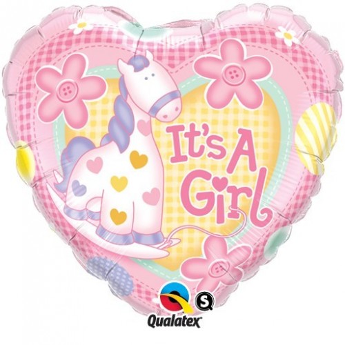 $D GLOBO 18" FOIL CORAZON ITS A GIRL PON