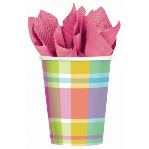 PAQ.8/U VASO CUADRO MULTICOLOR 266ML
