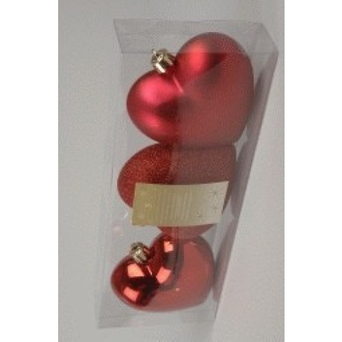 $D 3/U CORAZON ROJO 2LISA1GLITTER 10CM