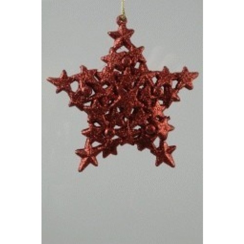 COLGANTE ESTRELLA GLITTER ROJA 12CM
