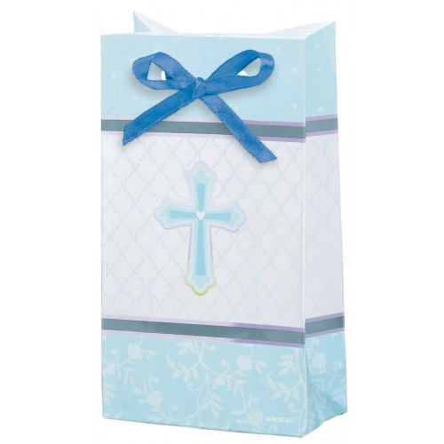 PAQ.12/U BOLSAS PAPEL LAZO COMUNION AZUL