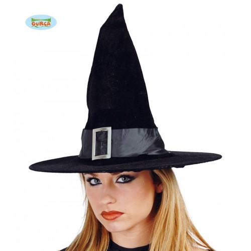 SOMBRERO BRUJA ADULTO NEGRO C/HEBILLA