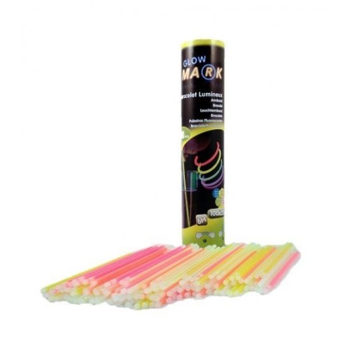 TUBO 100 PULSERAS LUMINOSAS NEON 20CM