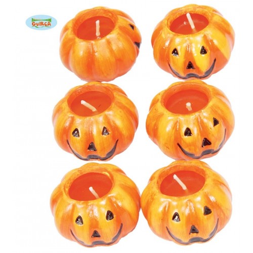 $D CAJA 6/U VELAS CALABAZA 6CM
