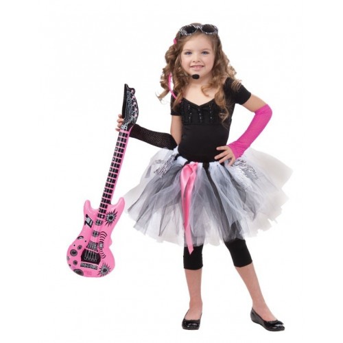 TUTU AÑO 80 INFANTIL BLANCO TIRA NEGRA