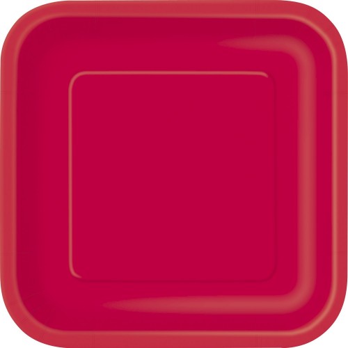   PAQ.14  PLATO CUADR. ROJO 22,9CM