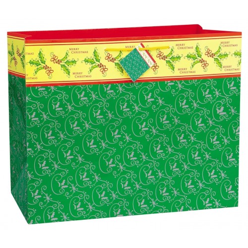 BOLSA REGALO ACEBO NAVIDAD 33X40CM