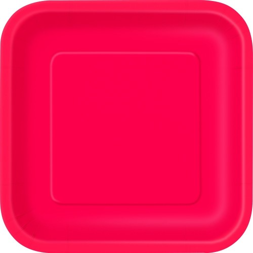 $E    PAQ.16 PLATO CUADR.ROJO 17,8CM