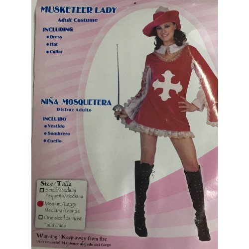  DISFRAZ T-M/L CHICA MOSQUETERA FUCSIA