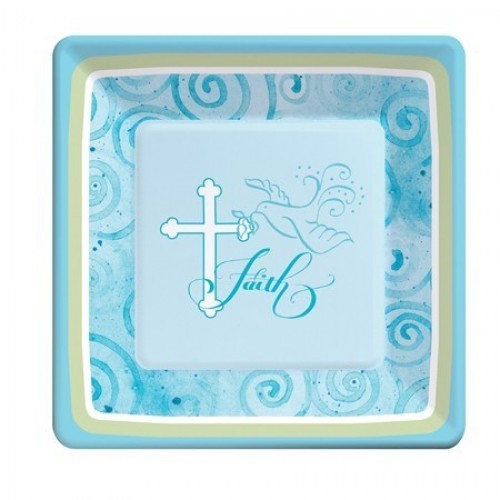 PAQ.8/U PLATO CUADR.PALOMA AZUL 18CM