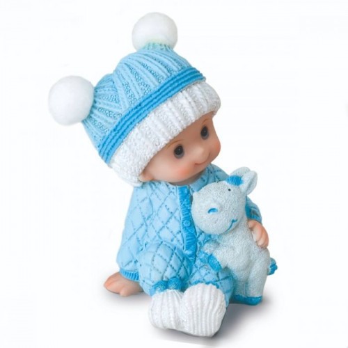 FIGURA NIÑO BEBE SENTADO C/PELUCHE 10CM