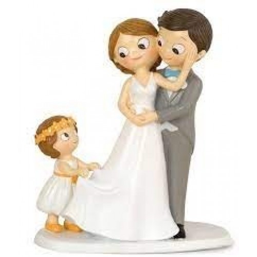 FIGURA TARTA NOVIOS CON NIÑA 21CM