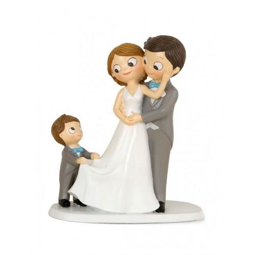 FIGURA TARTA NOVIOS CON NIÑO 21,5CM