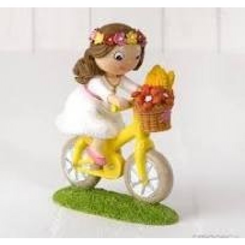 FIGURA TARTA COMUNION NIÑA BICILETA 13CM